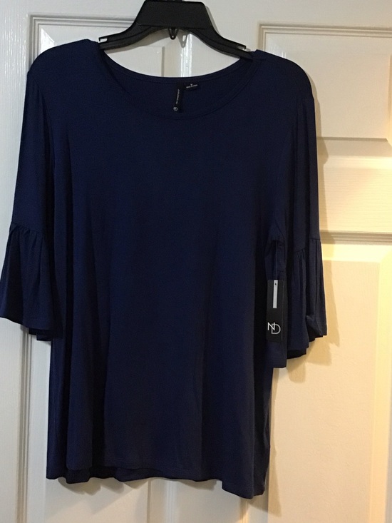 new directions Tops - new directions Navy Ruffle Sleeve Tunic Top